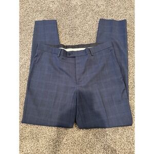 The Savile Row Dress  Suit Pants Men's 38W 34L Flat Front Stretch Brixton Blue